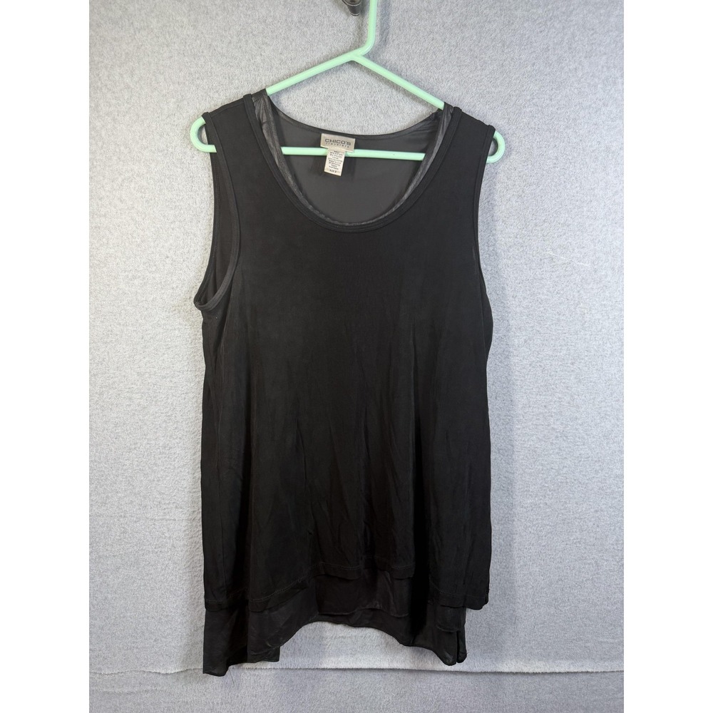 Chico's Tank Top Womens Large (Chicos 2) Travelers Sleeveless‎ Layered Hem Tunic
